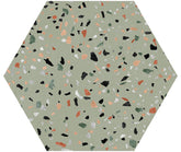 Abstract Salvia 8x9 Matte Hexagon Porcelain Tile for Kitchen Backsplash, Bathroom Wall, Shower, Fireplace, Indoor Floor & Wall, Modern Terrazzo Look